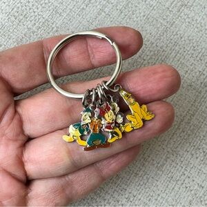Vintage Disney Store “Fab Five” Silver Tone Enamel charm keychain